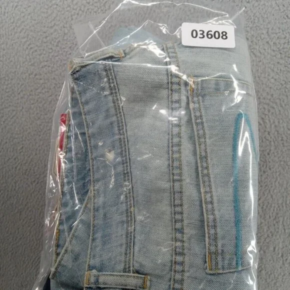 Seven7 Jeans Womens 24  Light Blue Rhinestones Distressed Ripped Wide Leg Denim - Picture 13 of 15